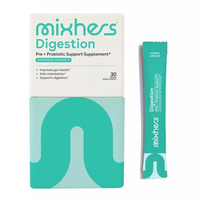 Mixhers Digestion - Gut Health Supplement - For Metabolism, Digestion Detox - Prebiotics Postbiotics Drink Mix - With Bacillus Coagulans L-Glutamine - 30 Packets - Cherry Limeade