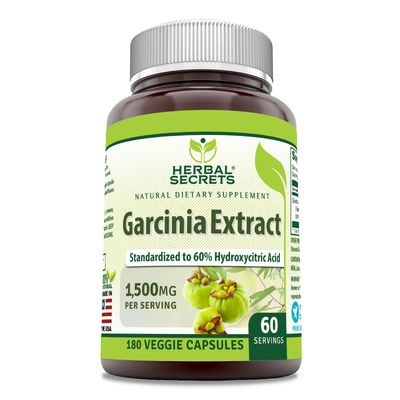 Herbal Secrets Garcinia Extract Supplement 1500 Milligrams 180 Veggie Capsules Non-GMO Gluten-Free Made in USA