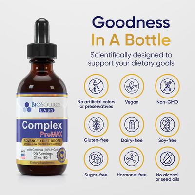 BioSource Labs Complex ProMAX Premium Diet Drops 2 oz 2 Bottle Pack - 60 Day Supply
