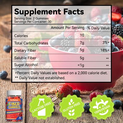 SmildeHeal Fiber Gummies, Dietary Fiber, Soluble Fiber, for Women and Men, Gut Health Support, Non-GMOs, Non-Gluten, Vegan, Mixed Berry and Strawberry Flavor, 60 Count GummiesPack of 2