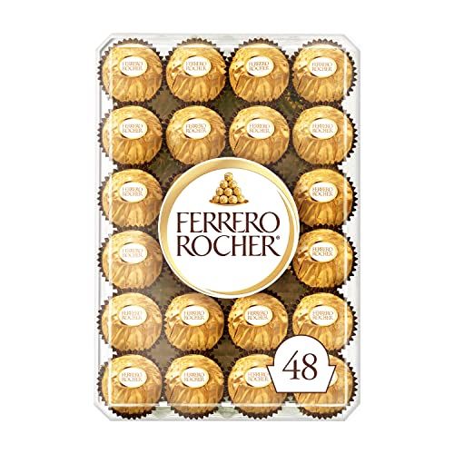 FERRERO ROCHER Fine Hazelnut Milk Chocolate Gift Box, 48 Count, Ideal Hostess Gift, 600g