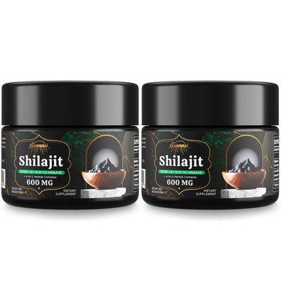600 MG Shilajit Resin - Shilajit Supplement with Fulvic Acid 85 Trace Minerals for Energy, Immunity, Brain Power, 60 Grams