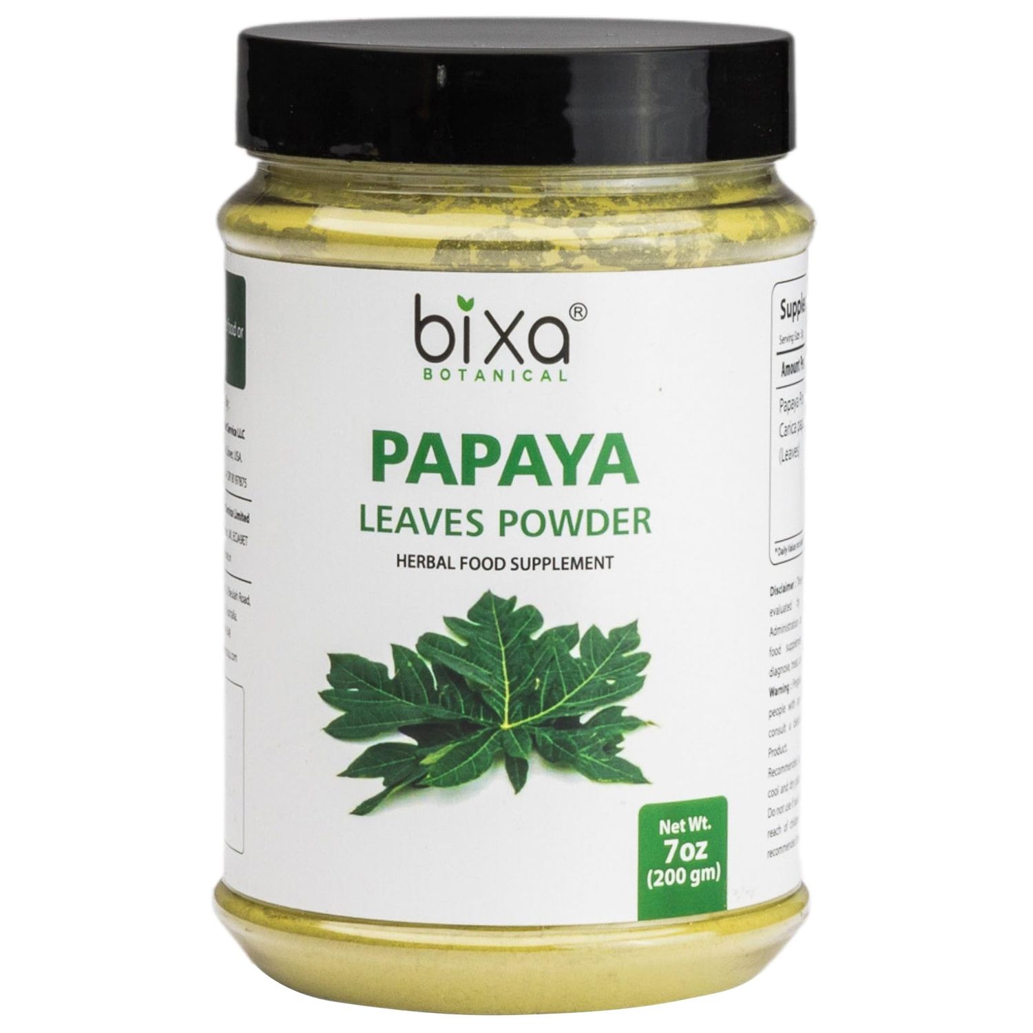 bixa BOTANICAL Papaya Leaf Powder Carica Papaya Ayurvedic Herb, Anti-oxidant Agent Herbal Supplement 200g7Oz