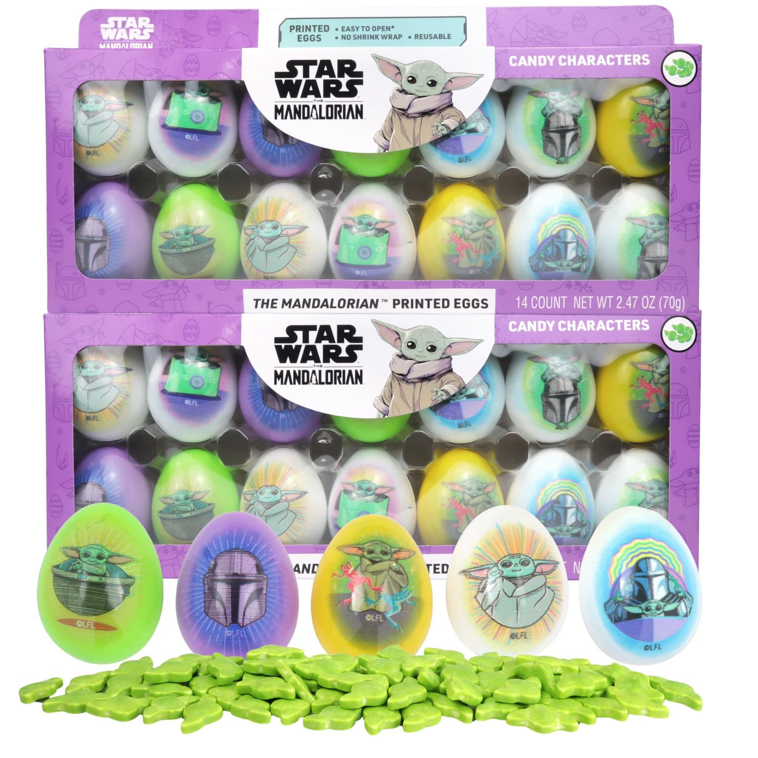 Sweetzo - Pre-Filled Star Wars Easter Eggs, Individual Hard Candy Pouched Inside, Perfect Egg Hunt Supplies, 2.74 Ounces, 28 Total Pack of 2