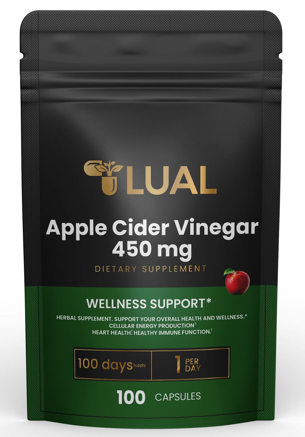 LUAL Apple Cider Vinegar Capsules Apple Cider Vinegar Capsules 450 mg 100 Count