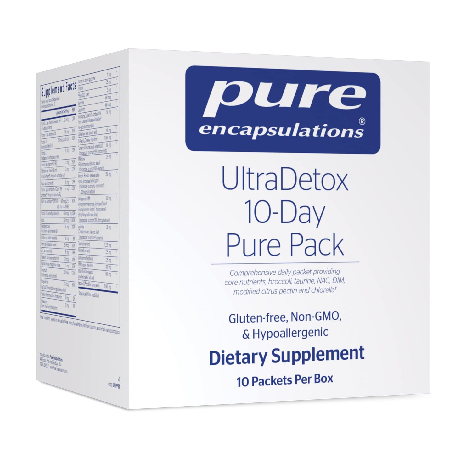 Pure Encapsulations UltraDetox 10-Day Pure Pack Providing Core Nutrients, Broccoli, Taurine, NAC, DIM, Modified Citrus Pectin and Chlorella 10 Packets