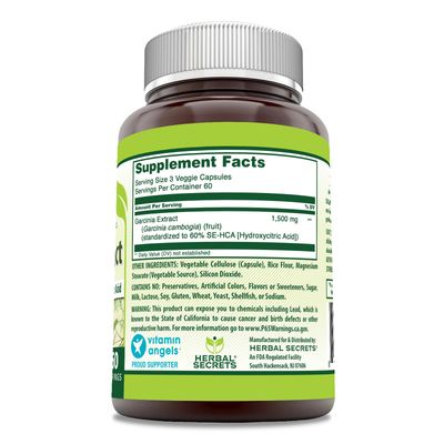 Herbal Secrets Garcinia Extract Supplement 1500 Milligrams 180 Veggie Capsules Non-GMO Gluten-Free Made in USA