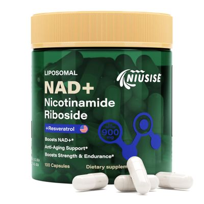 NIUSISE NAD Supplement, NAD Nicotinamide Riboside 900 Mg for Men and Women, Liposomal NAD Supplement with Nicotinamide Riboside, Resveratrol Quercetin, Energy, Boost NAD, 100 Capsules
