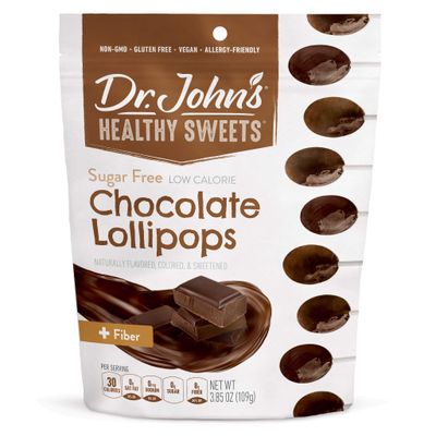 Dr. Johns Sugar Free Candy, Healthy Lollipops with Zero Sugar, Low Calorie Snacks, Keto Friendly Hard Candy Sweets, Chocolate Oval, 14 Count, 3.85 OZ