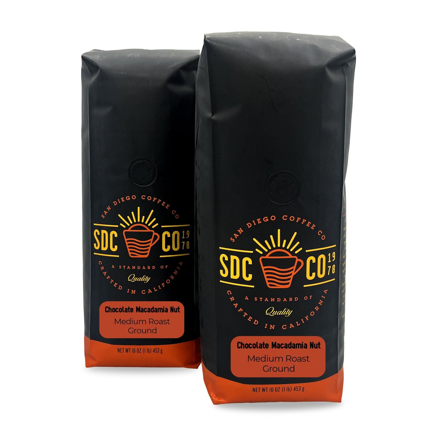 San Diego Coffee Chocolate Macadamia Nut, Medium Roast, Ground Coffee, 16-Ounce Bags Pack of 2 Caf molido tostado