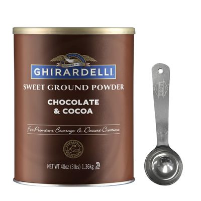 Sweet Ground Chocolate Cocoa Gourmet Powder 3 lb with ZESTI Barista Spoon - Perfect for HotCold Drinks, Baking, and Mocha Recipes
