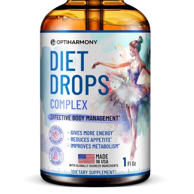 OPTIHARMONY - Diet Drops - Made in USA - Appetite Suppressant for Women Men - Diet Drops with Garcinia Cambogia, L-Arginine L-Glutamine 1 floz