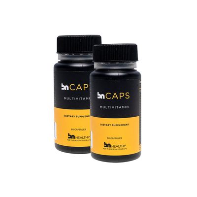 BN Caps - Multivitamin Capsule with 22 Essential Nutrients: Vitamins A, B-6, B-12, C, D3, E, K, Biotin, Iron Zinc, Supports Men Women Overall Health, 120 Capsules, 120 Days Supply 2 Pack