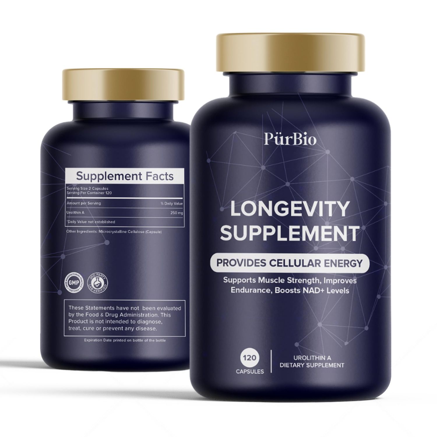 P rBio Premium Urolithin A Supplements 250 mg - Maximum Strength Cellular Energy Support - NAD, Vegan Anti-Aging Formula. Supplements for Women Men - 120 Capsules