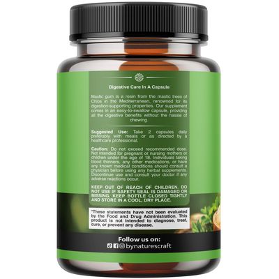 High Strength Mastic Gum Capsules - Herbal Digestion Supplement Providing Upset Stomach Relief for Adults - Vegan Non-GMO Gluten Free Made in US GMP Facility - Gentle Soothing 90 Servings