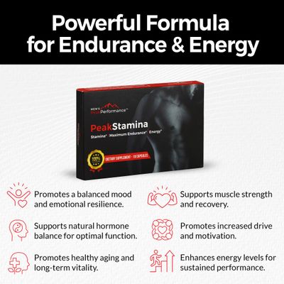 Male Maximizer Supplement - Energy, Endurance Stamina Support for Peak Performance with Horny Goat Weed, Ashwagandha, Tongkat Ali Maca - 10pk Capsules