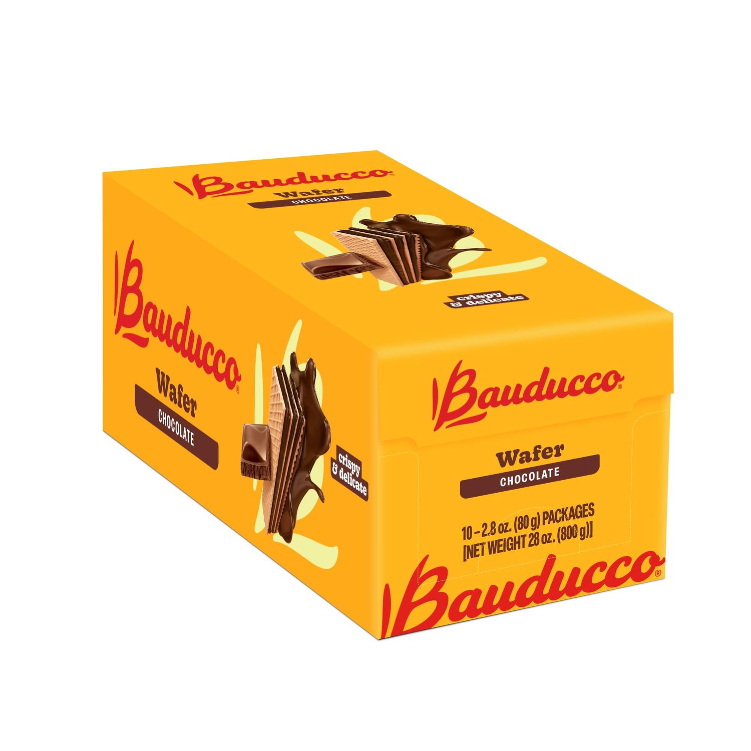 Bauducco Chocolate Wafer Cookies, 28 oz Pack of 10 - Crispy Layered Wafers with Rich Chocolate Cream Filling - Indulgent Sweet Snacks, Desserts Treats - Individually Wrapped