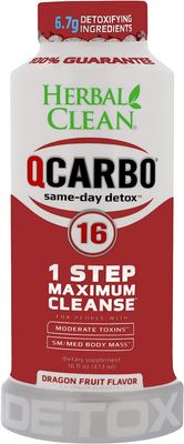 Herbal Clean - QCarbo, Same-Day Premium Detox Drink, Dragon Fruit Flavor 16 Fl Oz