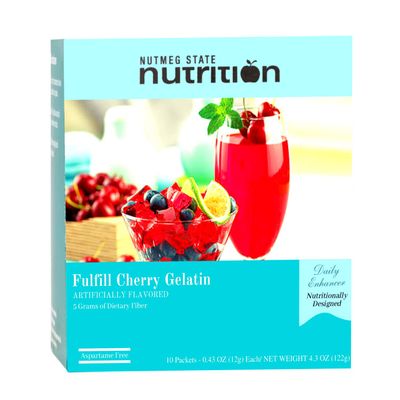 Nutmeg State Nutrition - High Fiber Drink Mix, Low Calorie, Fat Free, Decaffeinated, Sugar Free, Naturally Flavored, Ideal Protein Compatible, Aspartame Free, 10 Servings Per Box (Cherry Gelatin)