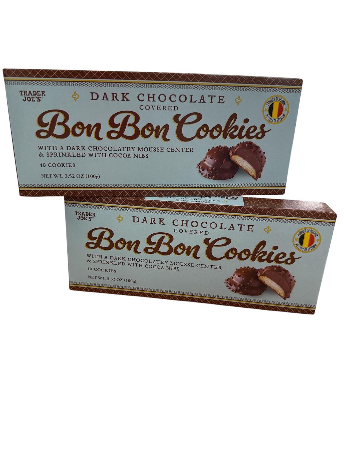 Dark Chocolate Covered Bon Cookies by Trader Joes 3.52oz 100g - Pack of 2