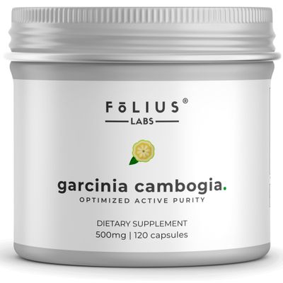 FOLIUS LABS Pure Garcinia Cambogia Extract Supplement 500mg - 100 Natural HCA Extract Concentrated to 60 - Supports Healthy Digestion and Metabolism - 120 Capsules
