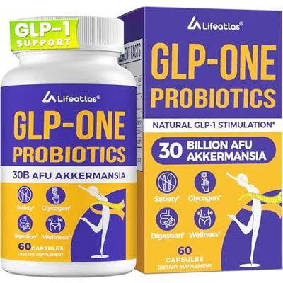 GLP-1 Supplement Support GLP-1 Naturally, GLP1 with 30 Billion AFU Akkermansia Probiotic, GLP 1 Probiotics for Women Men, GLP 1 Supplement for Gut, Digestive, Immune, Energy, GLP1 Levels, 60 Count