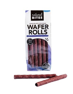 Natural Bites Dark Chocolate Covered Wafer Rolls - Crunchy Indulgent Snack with 54 Cocoa Premium Dark Chocolate - No Artificial Flavors - 5 oz