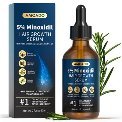 5 Minoxidil for Men and Women, Minoxidil Hair Growth Serum - with Rosemary Oil Biotin for Hair Regrowth, Beard Growth,Hair Loss, Thinning Hair