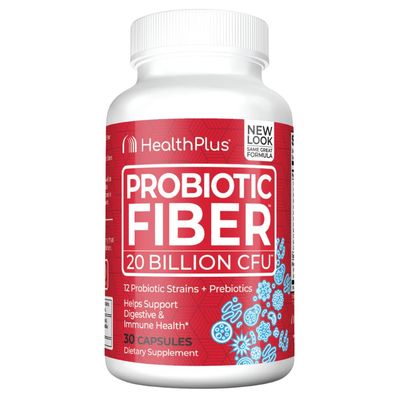 Health Plus Probiotic Fiber - Dietary Supplement, Detox, 30 Capsules, 30 Servings