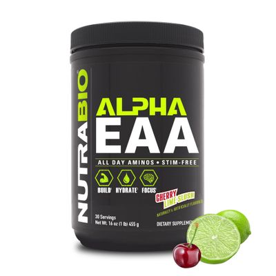 NutraBio Alpha EAA Hydration and Recovery Supplement - Full Spectrum EAA BCAA Matrix with Electrolytes, Nootropics, Coconut Water - Recovery, Energy, Focus, Hydration Supplement Cherry Lime Slush