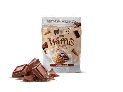 got milk? Mini Waffle Cones, Milk Chocolate, 4.24 Oz. 119g Resealable Bag, Delicious Milk Chocolate Filled Waffle Cone Bites, Mini Ice Cream Cones for Dessert or Snack, Retail Pack