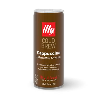 illy Ready To Drink Coffee - Cappuccino Cold Brew Cans - Notes Of Milk Chocolate - 100 Arabica Coffee - Smooth Refreshing Taste - Convenient, Easy to Carry Coffee Drink - 8.5 oz.
