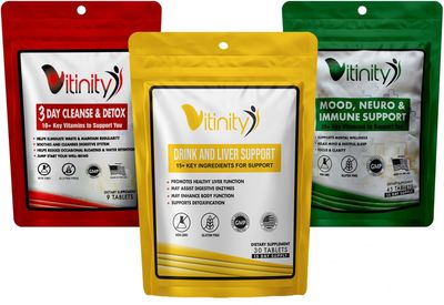 Anti Alcohol Drink, Cleanse, Mood Support 3 Step Multi Vitamin Program, Liver Health, Lower Alcohol Intake Formula-Kudzu, Milk Thistle, Holy Basil, DHM, Detoxify, Reduction, Nutrient Replenisher