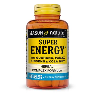MASON NATURAL Super Energy with Guarana, Panax Ginseng Kola Nut - Herbal Complex Formula to Support Optimal Performance Energy, 60 Tablets