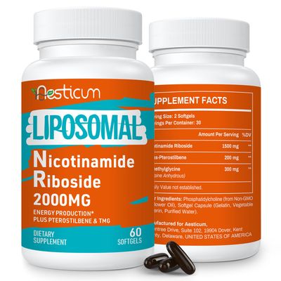 2000 MG Liposomal Nicotinamide Riboside Supplement with TMG Pterostilbene, High Bioavailability NAD Boosting Supplement, Superior to Niacinamide for Energy, Immunity, Age Resistance, 120 Softgels