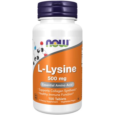NOW Foods Supplements, L-Lysine L-Lysine Hydrochloride 500 mg, Amino Acid, 100 CountPack of 1