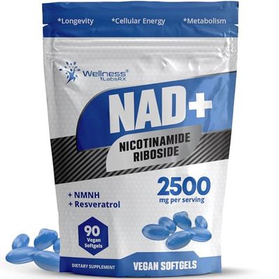 Liposomal NAD Supplement - NAD Softgels Nicotinamide Riboside Resveratrol - 2500mg Liposomal NAD Supplements for Women - Metabolism Support, Support Cellular Health and Longevity - Made in USA