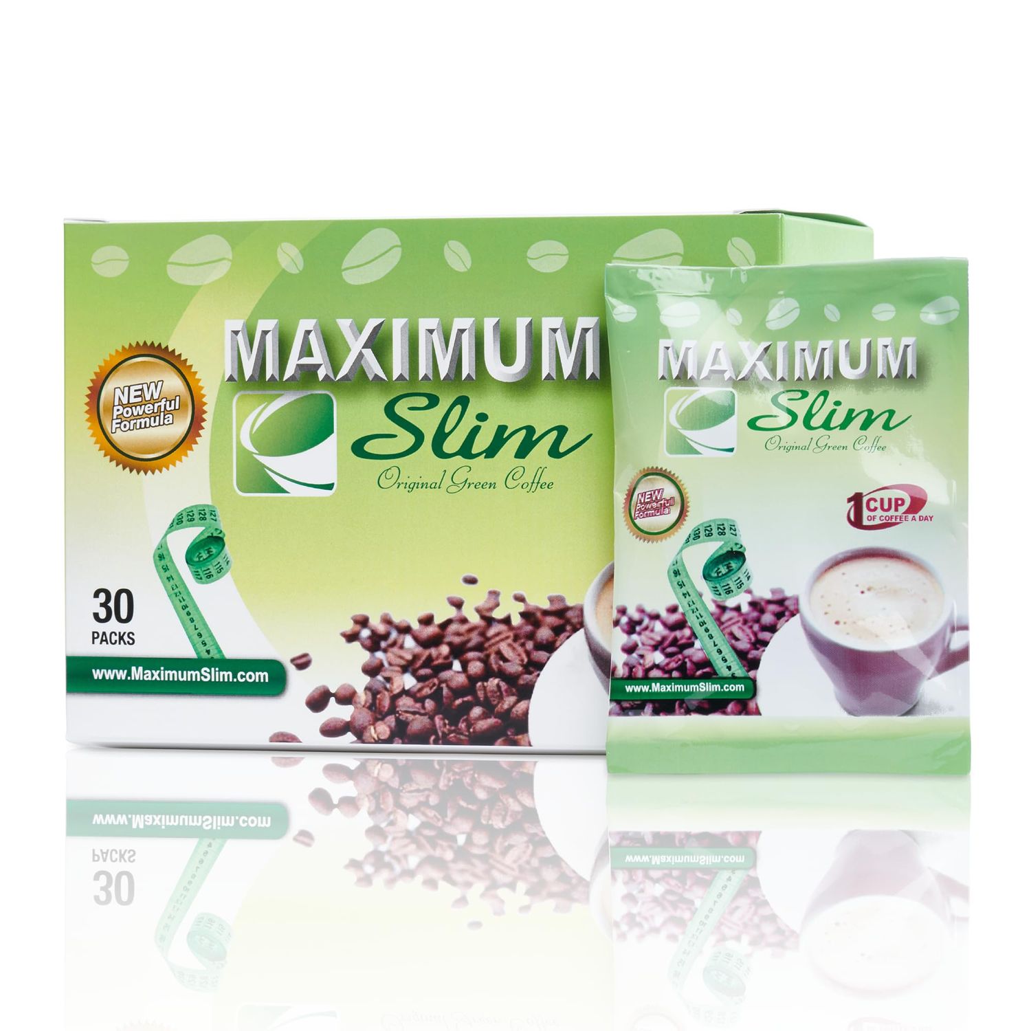 Maximum Slim Original Green Coffee -Premium 4-in-1 Formula with Natural Herbal Extracts for Energy Vitality. Creamy Delicious for Maximum Satisfaction. No Messy Side Effects-Made in the USA-30 Ct