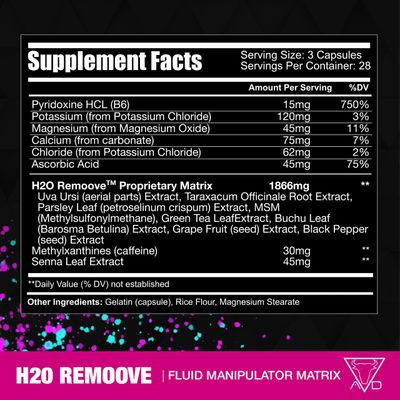 Project AD H2O Remoove Nutural Diuretice Water Management System, Contains a Potassium-Sparing Formula Designed To Promote a Drier, Leaner And More Vascular Looking Physique 28 Servings