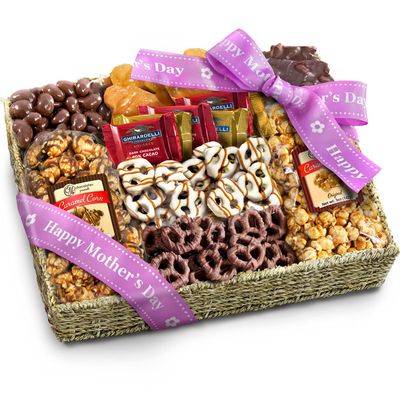 A Gift Inside Happy Mothers Day Chocolate Caramel and Crunch Grand Gift Basket