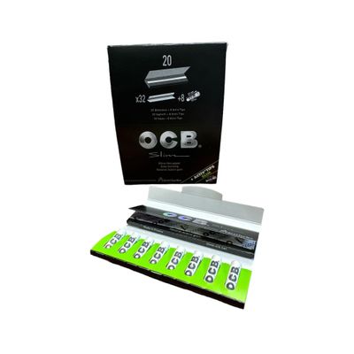 OCB 20845 Premium King Size Activated Carbon Filter 20 Booklets of 32 Sheets 8 ActivTips Slim Paper