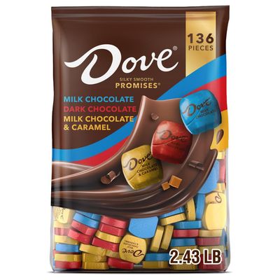 DOVE PROMISES Milk Chocolate, Dark Chocolate Caramel Chocolate Mothers Day Candy Variety Bag, 38.9oz
