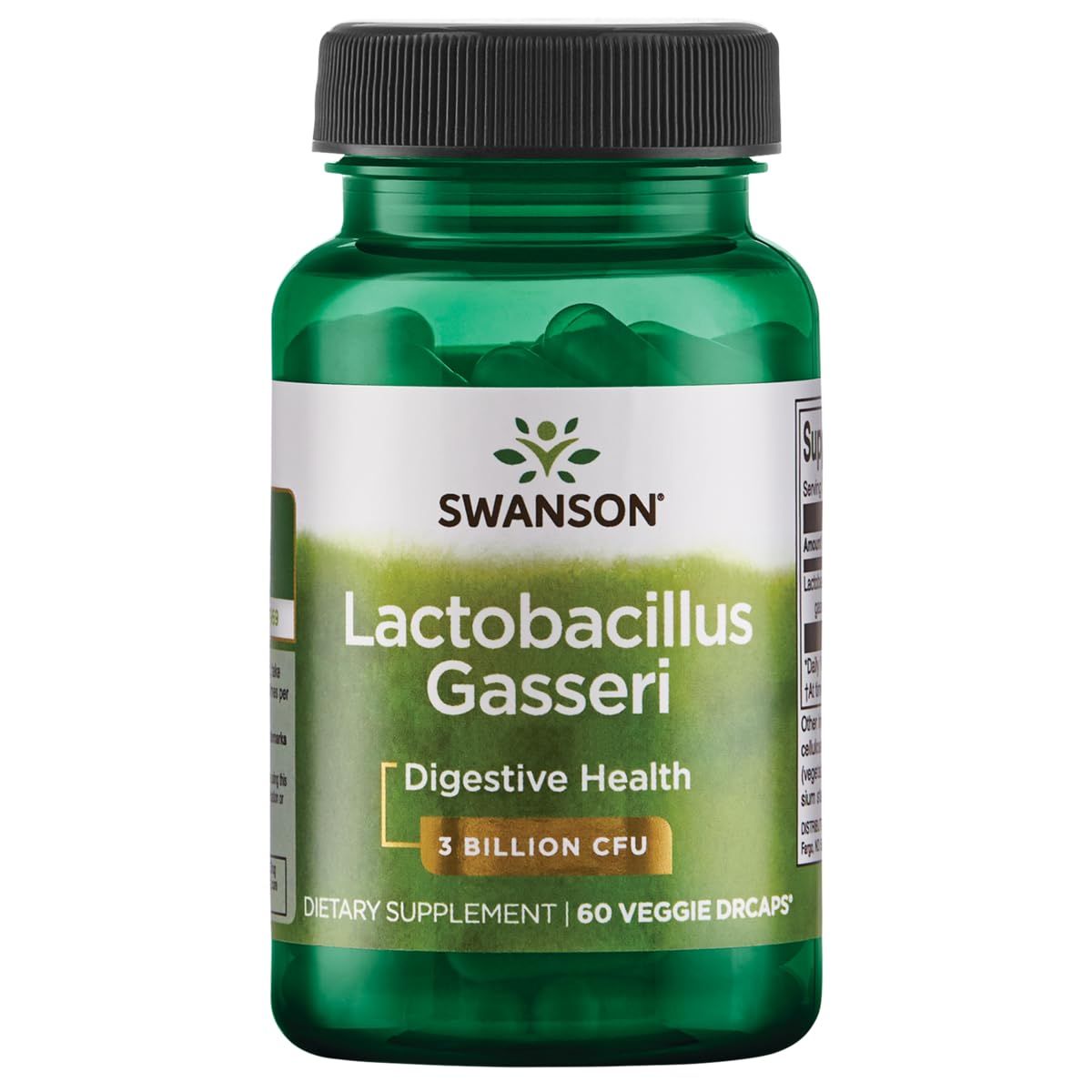 Swanson Lactobacillus Gasseri - Probiotic Supplement Supporting Digestive Health with 3 Billion CFU - Design-Release Satiety Fat Metabolism Support - 60 Veggie Capsules