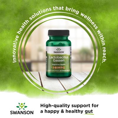 Swanson Lactobacillus Gasseri - Probiotic Supplement Supporting Digestive Health with 3 Billion CFU - Design-Release Satiety Fat Metabolism Support - 60 Veggie Capsules