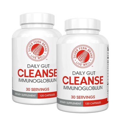 Silver Fern Cleanse - Daily Gut - 2 Bottle - 240 Capsules - 60 Day Supply - Immunoglobulin G, A M -IgG, IGA, IgM - Digestive System Immune System Support - Postbiotic