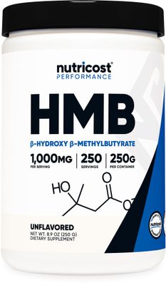 Nutricost HMB Powder (Beta-Hydroxy Beta-Methylbutyrate) 250 Grams - Gluten Free &amp; Non-GMO
