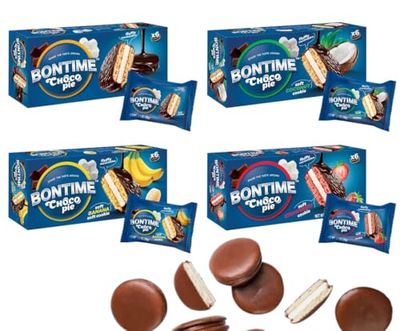 TONDI Choco Pie COCONUT, STRAWBERY, BANANA VANILLA Marshmallow - Chocolate Pies Offer a Delightful Experience Whenever You Need a Delicious Pick-Me-Up- Choco Biscuit is Ideal for on-the-Go Enjoyment