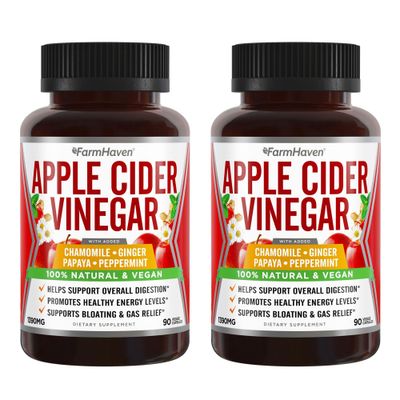 Apple Cider Vinegar Capsules with Ginger, Papaya Chamomile 1390mg Supports Digestion, Immunity Like with Mother Non-GMO 100 Natural 180 Capsules