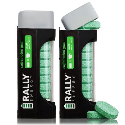 Rally Energy Caffeine Gum, Sugarless Gum with 60 mg of Caffeine for Fast-Acting Energy, Stay Alert, Long-Lasting, Natural Peppermint Flavor 2 Pack, 22 Pieces