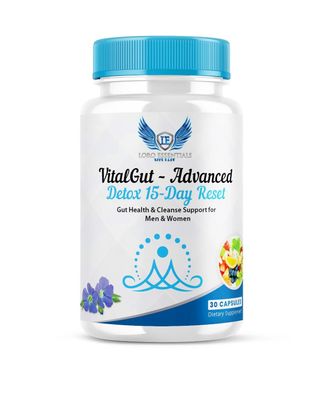 LORO ESSENTIALS VitalGut Advanced Gut and Colon Cleanse Detox for Women Men,15-Day Reset Gut Health Support,Whit Senna, cascara Sagrada and Psyllium Husk-Non GMO 30 Capsules